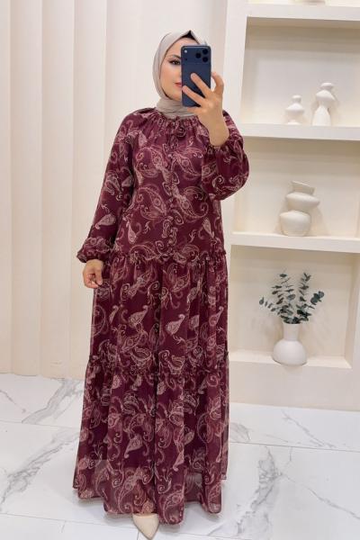 Elbise Şifon Ebru Mürdüm