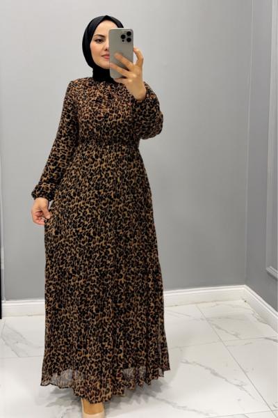 Elbise Şifon Elif Leopar