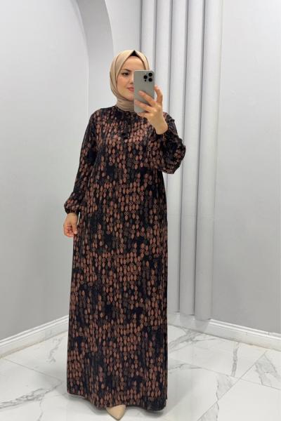 Elbise viskon Diyar Kahverengi
