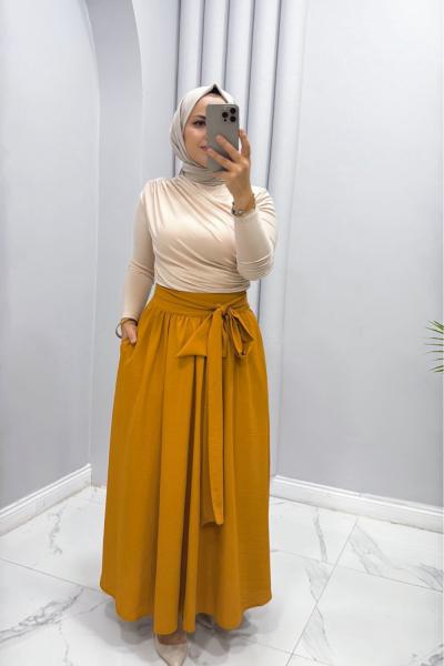Etek pileli Zelal Hardal Sarısı