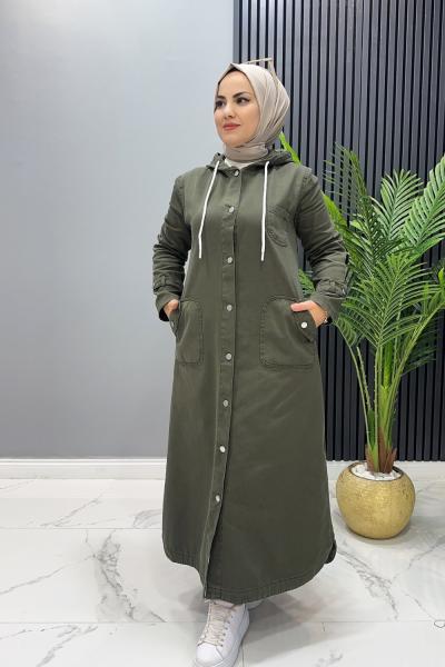 Kap Kot Renkli Bambu Haki