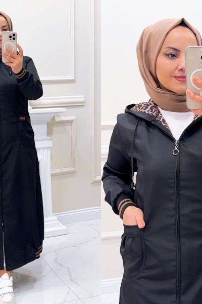 Kap Ribanalı Ayça Leoparlı Siyah