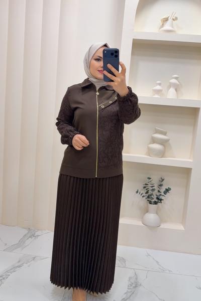 Takım etekli Nazlı Kahverengi