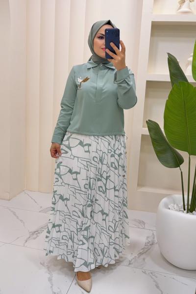 Takım Etekli Kumru Mint Yeşili