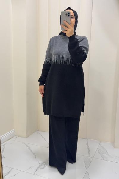 Takım ikili yağmur Gri Siyah