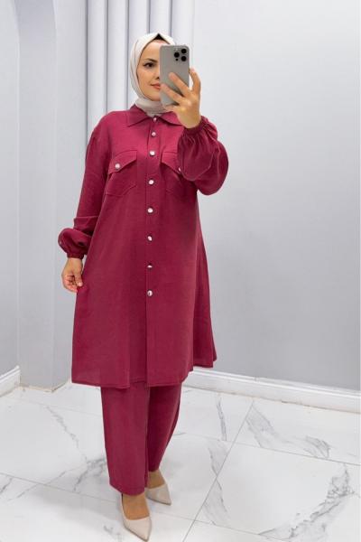 TAKIM PANTOLONLU MEYRA TAKIM Bordo