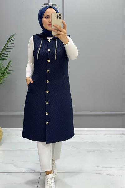 Yelek Kapitone Bahar Lacivert