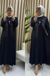 Nazen abaya takım Siyah