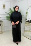 AYSUN MERSERİZE ELBİSE- SİYAH Siyah