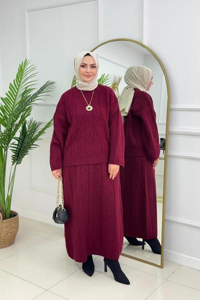 ELVİN ETEKLİ TAKIM- BORDO Bordo