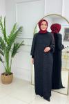 HAVVA MERSERİZE ELBİSE - SİYAH Siyah