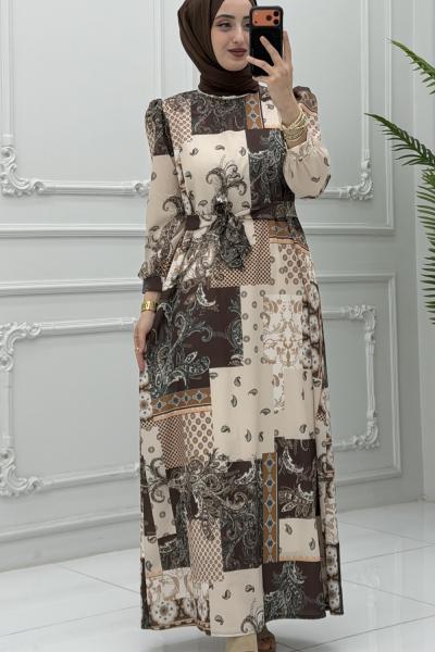 Gülce Elbise Kahverengi