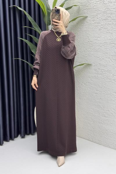 Afife Elbise Tesettür Giyim  Kahverengi