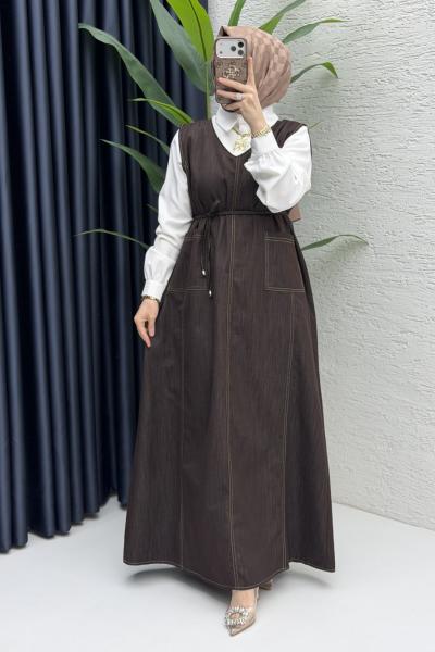 Afize Kot Jile Tesettür Giyim  Kahve