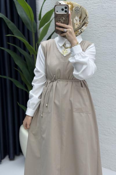 Afize Kot Jile Tesettür Giyim  Taş Rengi