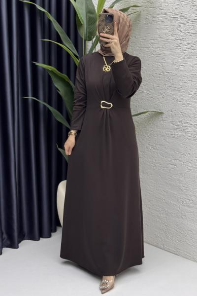 Afra Elbise Tesettür Giyim  Kahve