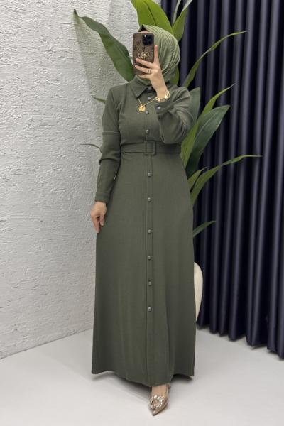 Asu Elbise Tesettür Giyim  Haki