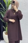 Çımalı Takım Tesettür Giyim  kızıl kahve