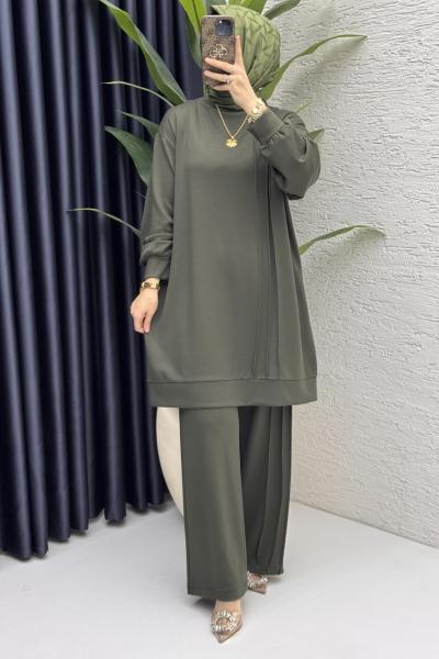 Çımalı Takım Tesettür Giyim  Haki