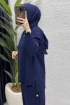 Dilan Etekli Takım Tesettür Giyim  Lacivert