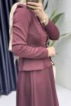 Eflal Etekli Takım Tesettür Giyim  Bordo