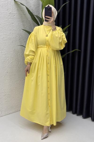 Feride Elbise Tesettür Giyim Sarı