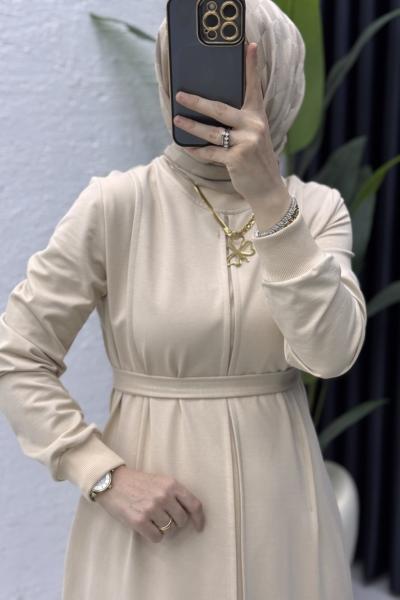 Firdevs Elbise Tesettür Giyim  Taş Rengi