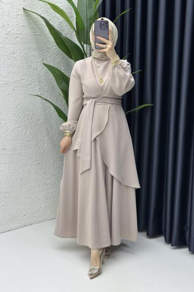 Hanzade Takım Tesettür Giyim Taş Rengi