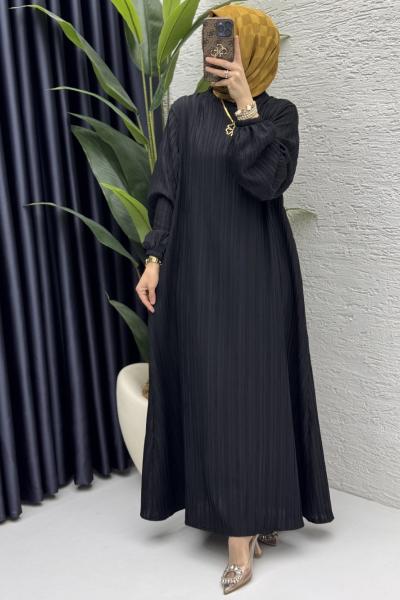 Hare Elbise Tesettür Giyim  Siyah