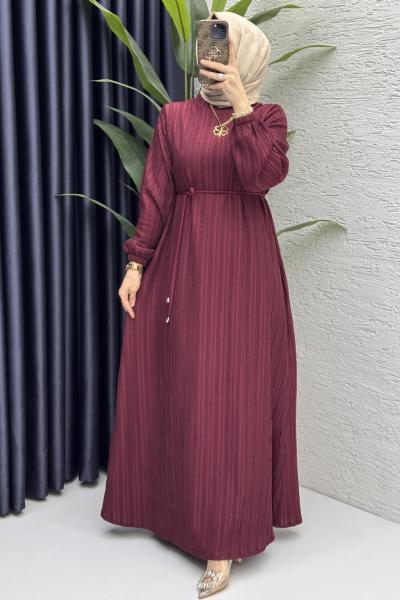 Hare Elbise Tesettür Giyim  Bordo