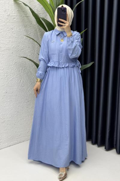 Hüda Elbise Tesettür Giyim Bebe Mavisi