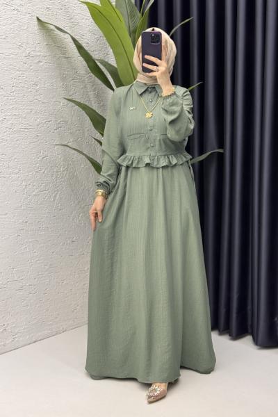 Hüda Elbise Tesettür Giyim Mint Yeşil