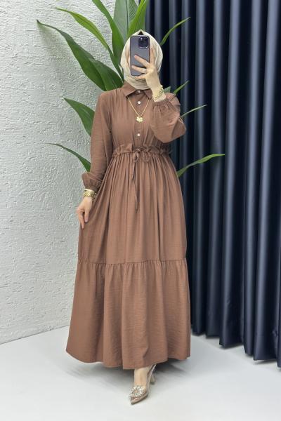 Hümeyra Elbise Tesettür Giyim Kahverengi