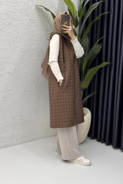 Kayra Kapitone Yelek Kahverengi