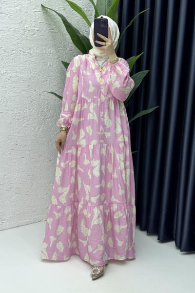 Lale Elbise Tesettür Giyim Pembe