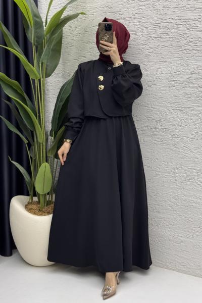 Leyza Elbise Tesettür Giyim  Siyah