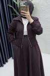 Liyan Etekli Takım Tesettür Giyim  Mürdüm