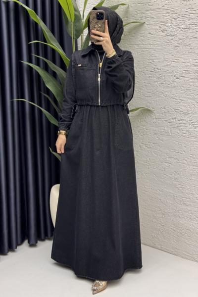 Merve Kot Elbise Tesettür Giyim  Antrasit