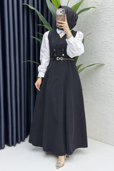 Nadide Kot Jile Tesettür Giyim  Siyah