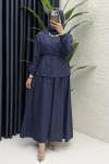 Nagehan Etekli Takım Tesettür Giyim  Lacivert