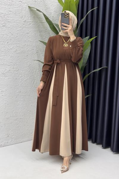 Nilhan Elbise Tesettür Giyim Kahverengi