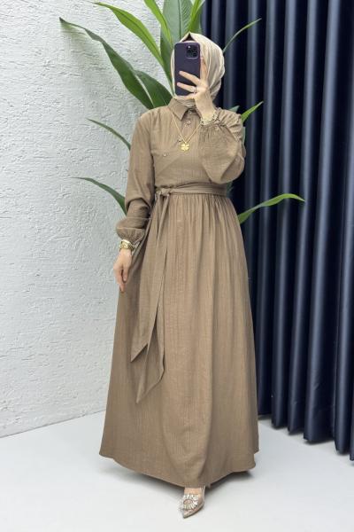 Öykü Elbise Tesettür Giyim Latte