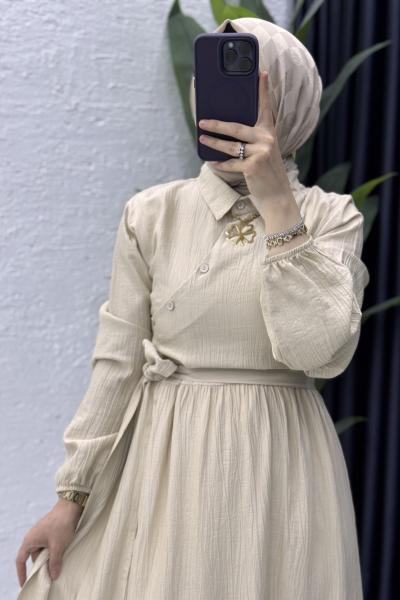 Öykü Elbise Tesettür Giyim  Taş Rengi