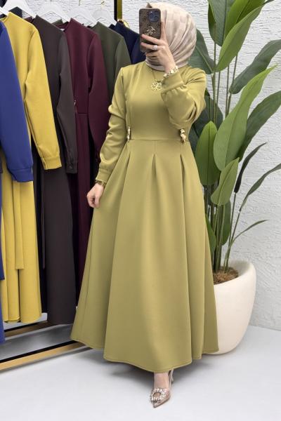 Piraye Elbise Tesettür Giyim  Yeşil