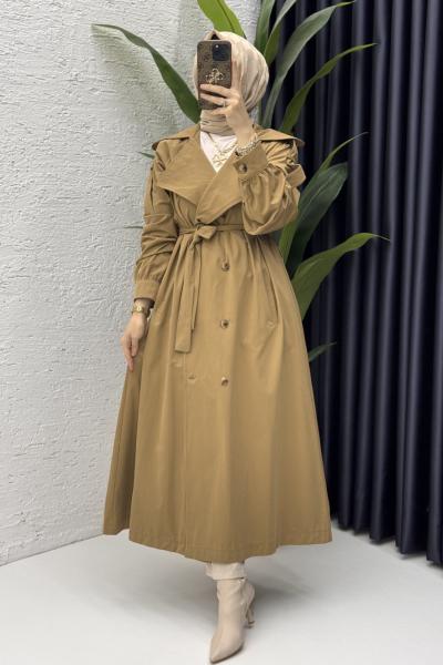 Rabia Trench Tesettür Giyim  Toprak