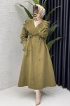 Rabia Trench Tesettür Giyim  Zeytuni