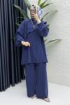 Rezzan Pantalonlu Takım Tesettür Giyim  Lacivert