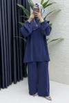 Rezzan Pantalonlu Takım Tesettür Giyim  Lacivert