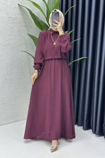 Sedef Elbise Tesettür Giyim Mürdüm