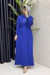 Seher Elbise Tesettür Giyim Saks Mavi